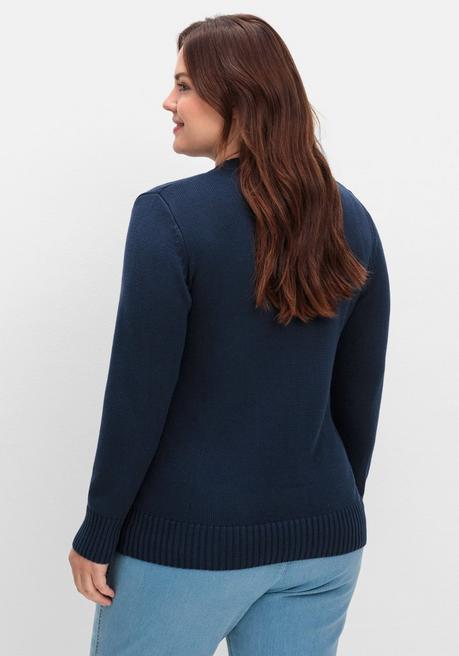 Sheego Strickjacke Mit V-Ausschnitt Und Knöpfen, Tailliert - Marine Sheego