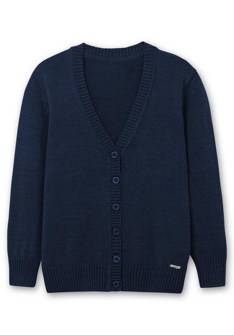 Sheego Strickjacke Mit V-Ausschnitt Und Knöpfen, Tailliert - Marine Sheego