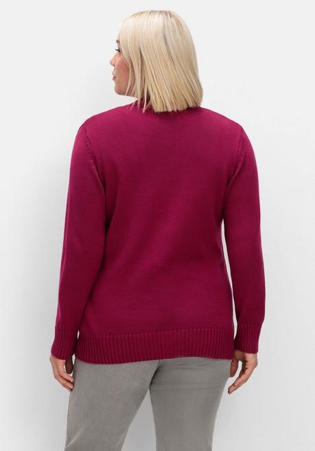 Sheego Strickjacke Mit V-Ausschnitt Und Knöpfen, Tailliert - Fuchsia Sheego