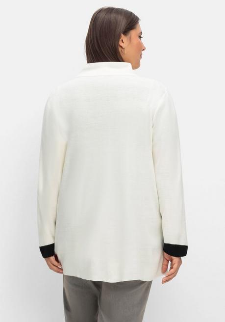 Sheego Strickjacke Mit Verdecktem Zipper Und Kontrastdetails - Ecru Sheego