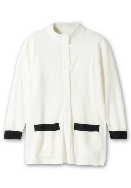 Sheego Strickjacke Mit Verdecktem Zipper Und Kontrastdetails - Ecru Sheego