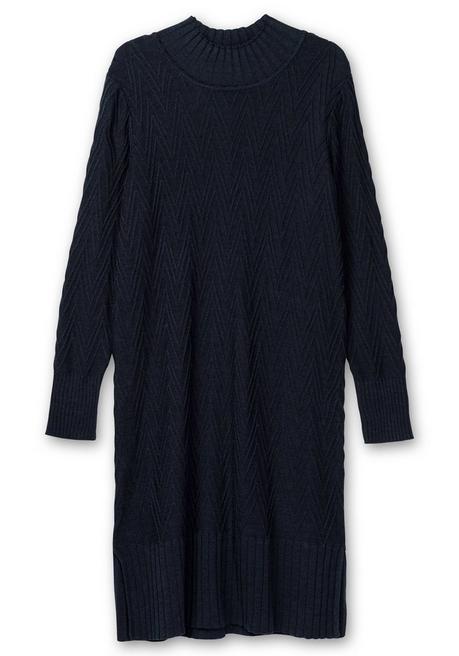 Sheego Strickkleid Im Zickzack-Ajourmuster - Nachtblau Meliert Sheego
