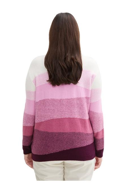 TOM TAILOR Plus Strickpullover In Colourblocking-Optik - Beere Gemustert Sheego