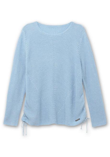 Sheego Strickpullover Mit Rippmuster Und Raffung Seitlich - Eisblau Sheego
