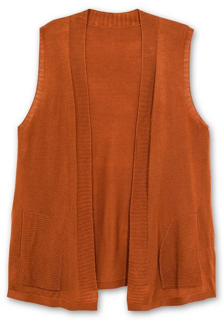 Sheego Strickweste In Offener Form, Mit Taschen - Cognac Sheego