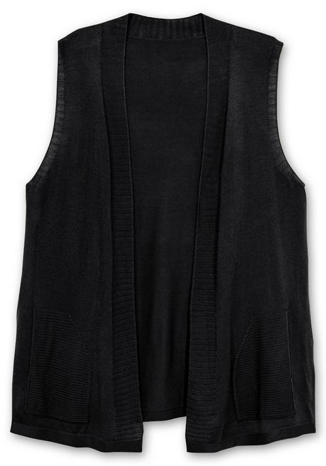 Sheego Strickweste In Offener Form, Mit Taschen - Schwarz Sheego