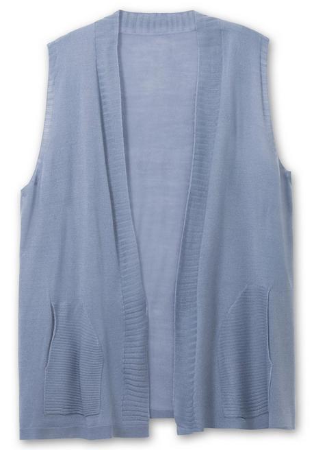 Sheego Strickweste In Offener Form, Mit Taschen - Taubenblau Sheego