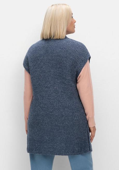 Sheego Strickweste In Offener Form Und Melierter Optik - Rauchblau Sheego