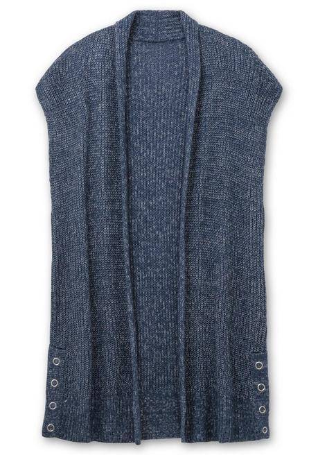 Sheego Strickweste In Offener Form Und Melierter Optik - Rauchblau Sheego