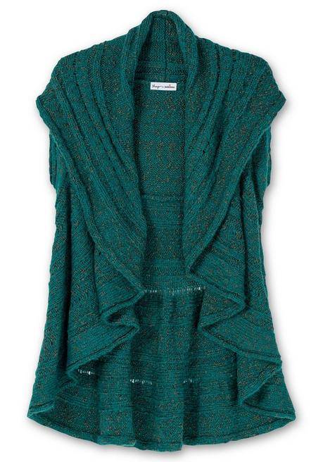 Sheego By Joe Browns Strickweste Mit Breitem Umlegekragen - Tiefgrün Meliert Sheego