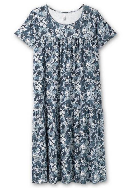 Sheego Stufenkleid Mit Blumendruck, In Midilänge - Nachtblau Gemustert Sheego