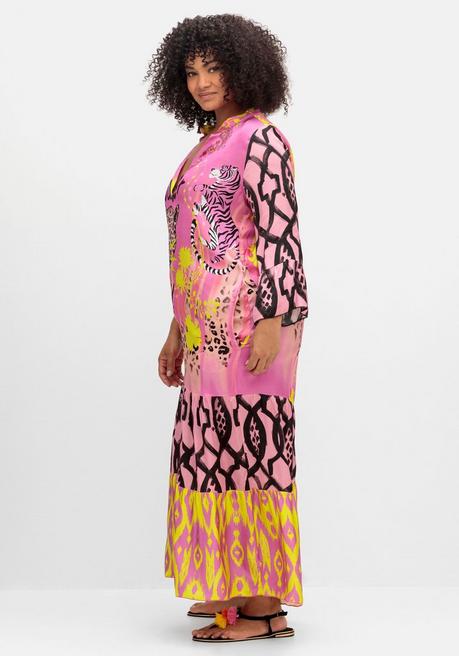Sheego Loves Miss Goodlife Stufiges Maxikleid Mit Alloverdruck, Aus Viskose-Satin - Pink Bedruckt Sheego