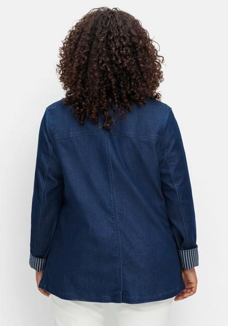 Sheego Sweat-Blazer In Denimoptik - Dark Blue Denim Sheego
