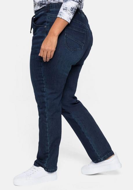 Sheego Sweathose In Denimoptik, Mit Bindeband - Dark Blue Denim Sheego