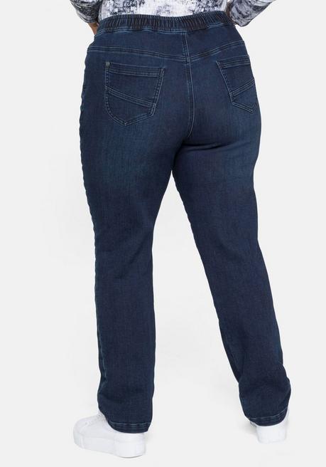 Sheego Sweathose In Denimoptik, Mit Bindeband - Dark Blue Denim Sheego