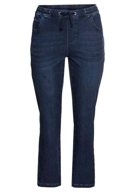 Sheego Sweathose In Denimoptik, Mit Bindeband - Dark Blue Denim Sheego
