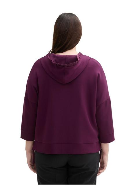TOM TAILOR Plus Sweatjacke Mit Bindeband Am Saum Und 7/8-Arm - Beere Sheego