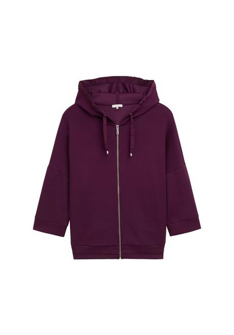 TOM TAILOR Plus Sweatjacke Mit Bindeband Am Saum Und 7/8-Arm - Beere Sheego