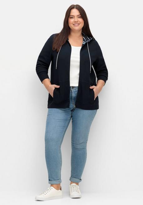 Sheego Sweatjacke Mit Kapuze, Aus Waffelpiqué - Nachtblau Sheego