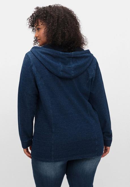 Sheego Sweatjacke Mit Kapuze, Im Denim-Look - Dark Blue Denim Sheego
