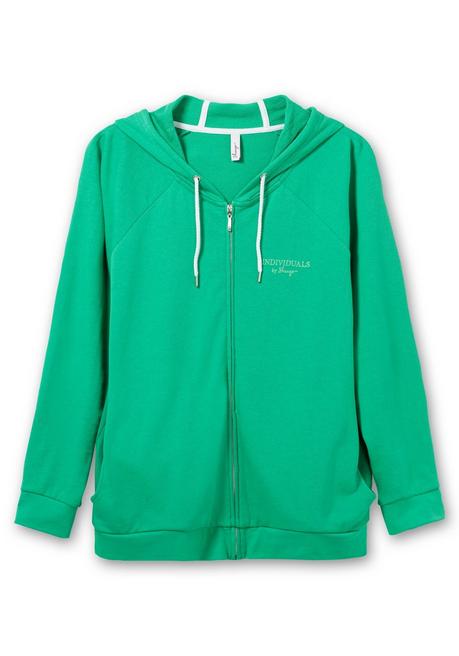 Sheego Sweatjacke Mit Kapuze Und Kleinem Brust-Print - Blattgrün Sheego