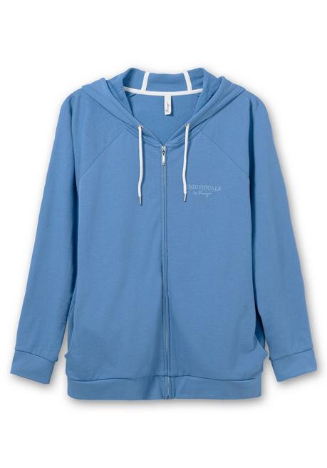 Sheego Sweatjacke Mit Kapuze Und Kleinem Brust-Print - Jeansblau Sheego