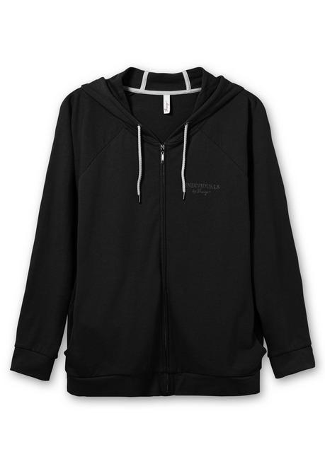 Sheego Sweatjacke Mit Kapuze Und Kleinem Brust-Print - Schwarz Sheego