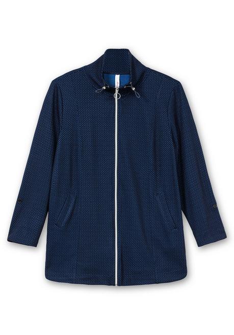 Sheego Sweatjacke Mit Stehkragen Und Jacquardmuster - Tiefblau Gemustert Sheego