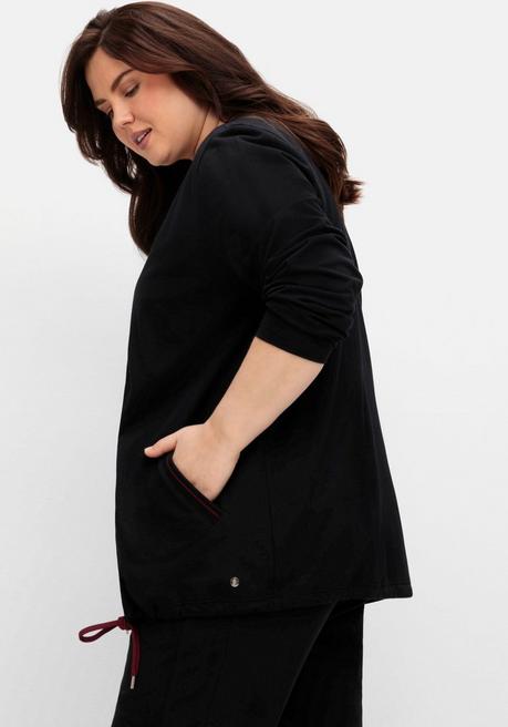 Sheego Sweatjacke Mit Taschen Und Saum-Tunnelzug - Schwarz Sheego