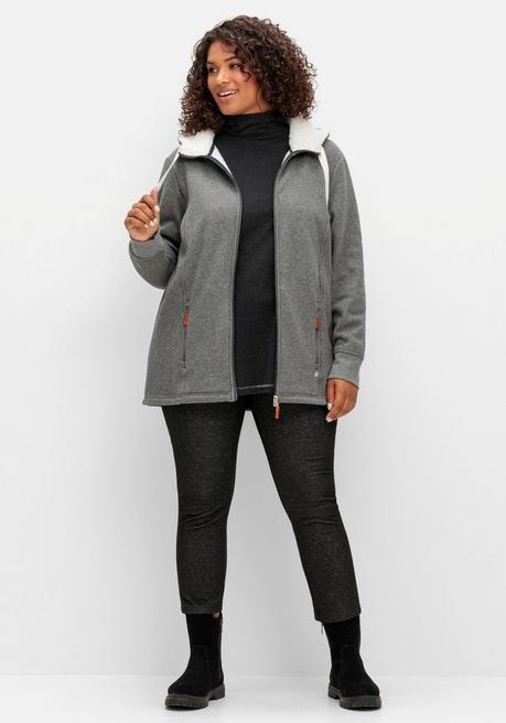 Sheego Sweatjacke Mit Teddyfutter-Kapuze - Grau Meliert Sheego