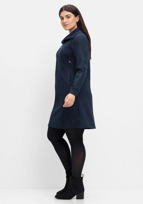 Sheego Sweatkleid Mit Troyerkragen Und Taschen - Nachtblau Sheego