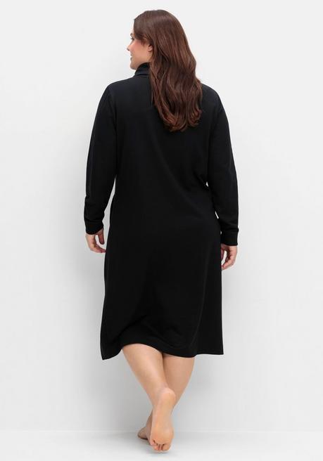 Sheego Sweatkleid Mit Weitem Kragen Und Seitentaschen - Schwarz Sheego