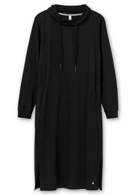 Sheego Sweatkleid Mit Weitem Kragen Und Seitentaschen - Schwarz Sheego
