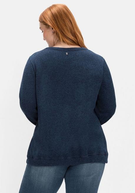 Sheego Sweatshirt Aus Strickfleece, Mit Saum-Tunnelzug - Nachtblau Meliert Sheego