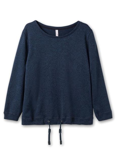 Sheego Sweatshirt Aus Strickfleece, Mit Saum-Tunnelzug - Nachtblau Meliert Sheego