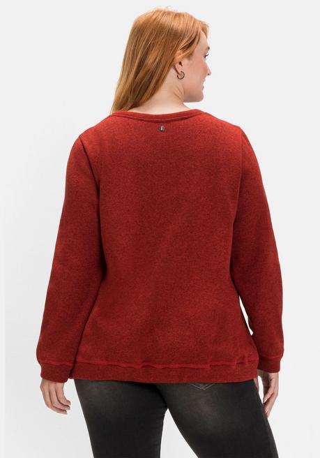 Sheego Sweatshirt Aus Strickfleece, Mit Saum-Tunnelzug - Rostrot Meliert Sheego