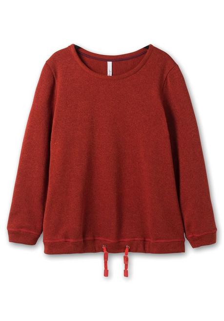 Sheego Sweatshirt Aus Strickfleece, Mit Saum-Tunnelzug - Rostrot Meliert Sheego