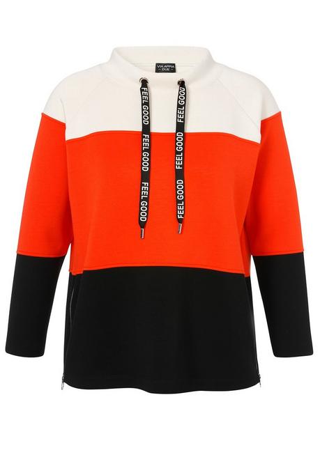 VIA APPIA DUE Sweatshirt Im Colourblocking, Mit Stehkragen - Rotorange Gestreift Sheego