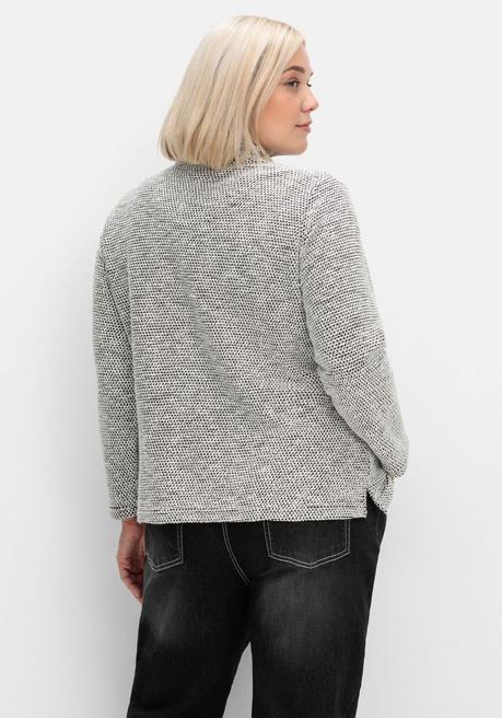 Sheego Sweatshirt In Bouclé-Qualität, Mit Troyerkragen - Ecru Gemustert Sheego