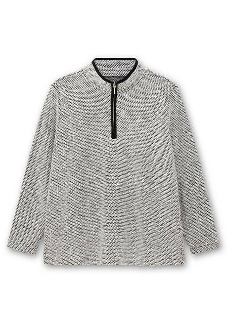 Sheego Sweatshirt In Bouclé-Qualität, Mit Troyerkragen - Ecru Gemustert Sheego