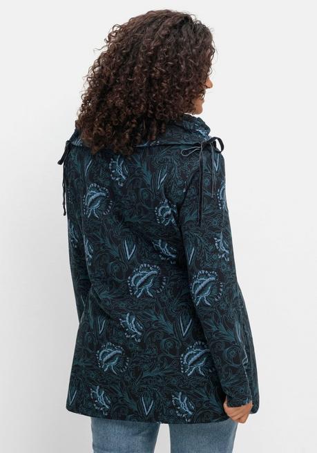 Sheego By Joe Browns Sweatshirt In Longform Mit Weitem Kragen - Schwarz Bedruckt Sheego