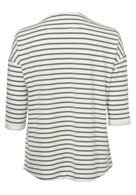 VIA APPIA DUE Sweatshirt Mit Frontdruck Und Streifen - Weiß Gemustert Sheego