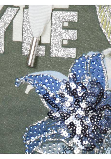 VIA APPIA DUE Sweatshirt Mit Frontdruck Und Streifen - Weiß Gemustert Sheego