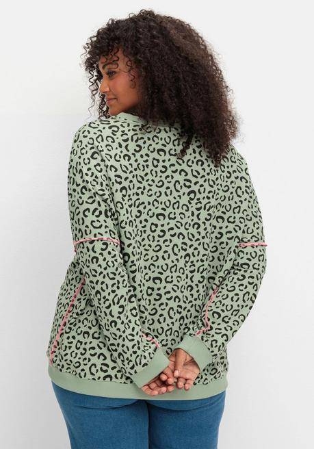 Sheego Loves Miss Goodlife Sweatshirt Mit Frontprint Und Rundhalsausschnitt - Hellkhaki Gemustert Sheego