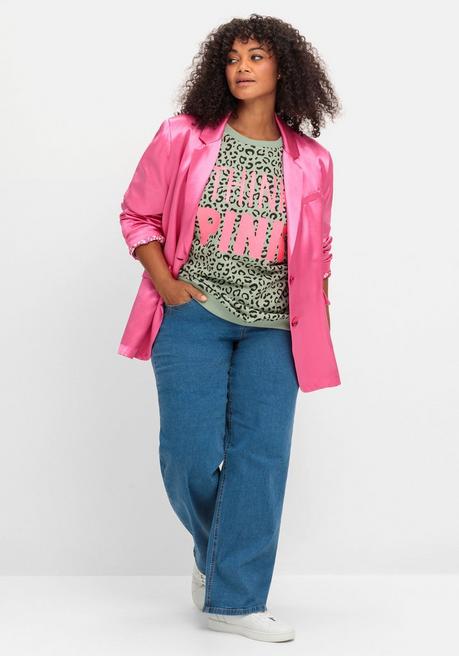 Sheego Loves Miss Goodlife Sweatshirt Mit Frontprint Und Rundhalsausschnitt - Hellkhaki Gemustert Sheego