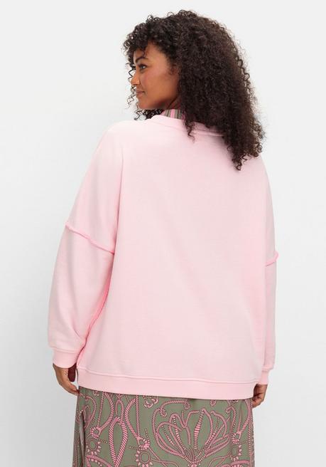 Sheego Loves Miss Goodlife Sweatshirt Mit Frontprint Und Rundhalsausschnitt - Pastellflieder Bedruckt Sheego