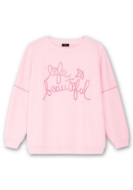 Sheego Loves Miss Goodlife Sweatshirt Mit Frontprint Und Rundhalsausschnitt - Pastellflieder Bedruckt Sheego
