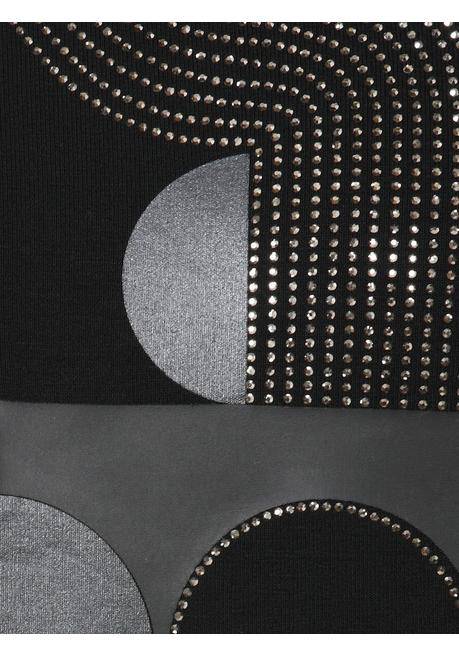 VIA APPIA DUE Sweatshirt Mit Glitzer-Frontprint Und Stehkragen - Schwarz Sheego