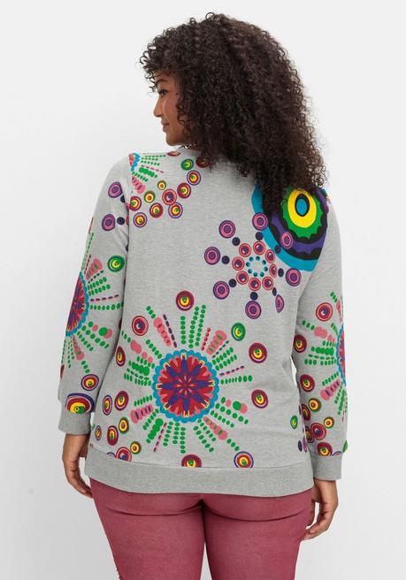 Sheego Sweatshirt Mit Grafischem Druck, Im Lockeren Schnitt - Grau Gemustert Sheego