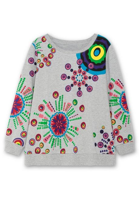 Sheego Sweatshirt Mit Grafischem Druck, Im Lockeren Schnitt - Grau Gemustert Sheego